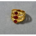 thumbnail image 3 of Womens Gold Ring with Ruby Inlaid Multi-Layer Irregular Texture Brass Plated 18K Real Gold Electroplating Ring for Her Fashion Jewelry Gift, 3 of 7