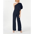 thumbnail image 2 of Adrianna Papell Women Navy Overlay Bell Sleeve Asymmetrical Neckline Party Wide Leg Jumpsuit 10 Classic Female, 2 of 2