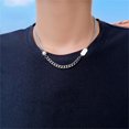 thumbnail image 1 of Visland 2 Pcs Clavicle Chain Stainless Steel Silver Color Men Cuban Chain Necklace for Party, 1 of 8