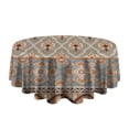 thumbnail image 5 of Orange Geometric Diamond Cross Pattern Round Tablecloth 60"x60",Wrinkle Wipeable Table Cloth for Kitchen Dining Room Picnic Patio Party, 5 of 6