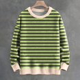 thumbnail image 2 of SNOWSONG Sweaters for Women, Womens Fall Crew Neck Striped Comfy Loose Oversized Knitted Pullover Sweater, Oversized Sweaters, Long Sleeve Sweaters for Women, Women's Tops 1PC Sweater Army Green M, 2 of 4