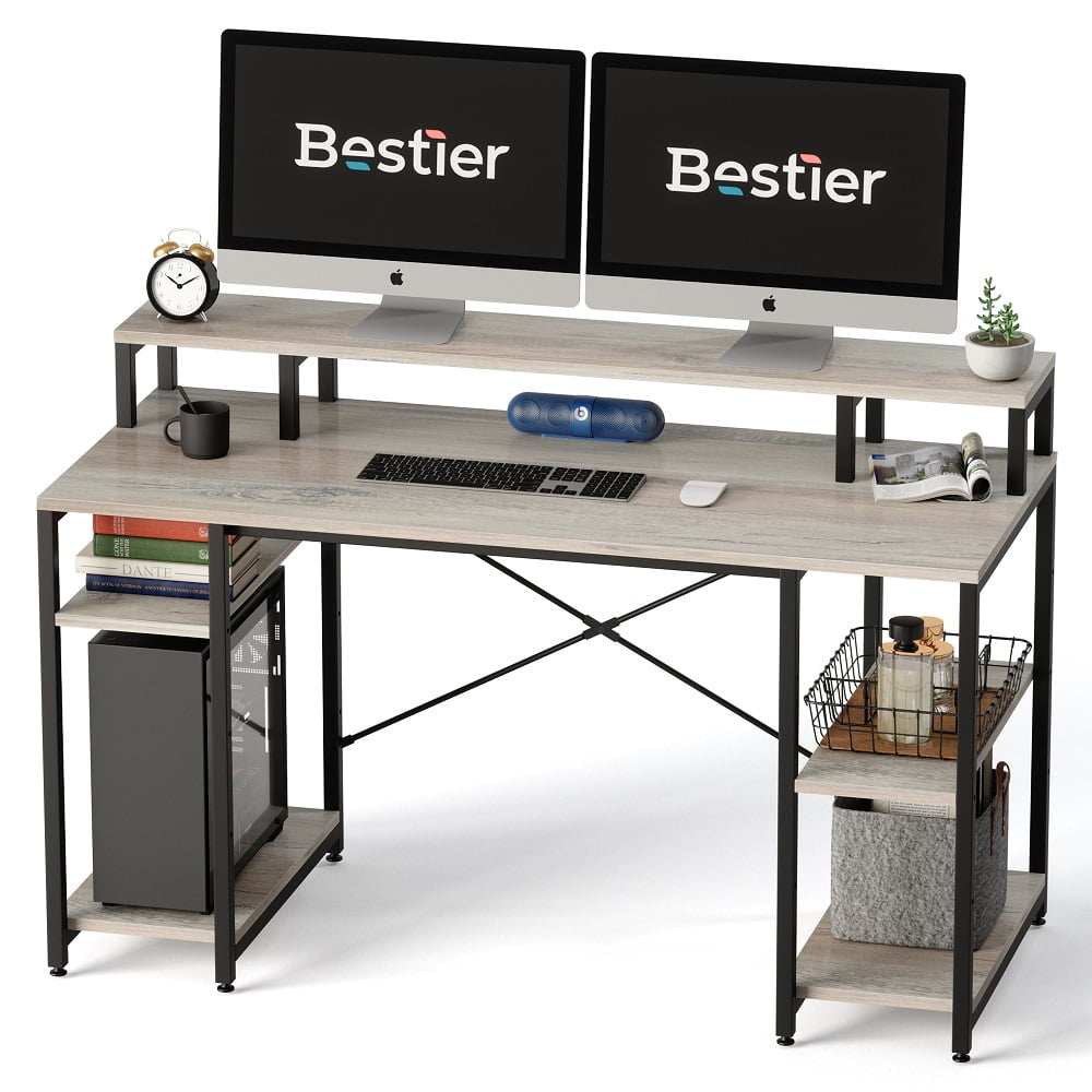 Bestier 55 inch Computer Desk with Monitor Stand Home Office Desk in