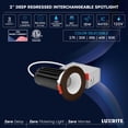 thumbnail image 7 of LUXRITE 2 In. LED Recessed Light, Round White & Bronze Interchangeable Trim, 5CCT, 1000LM, 15W, CRI80, Dimmable 6 Pack, 7 of 7