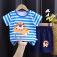 thumbnail image 2 of Ulanda Little Girls Pajamas Short Sleeve 100% Cotton Toddler Pjs Sleepwear Unicorn Pajama Summer Clothes Sets 1-7T (Sky Blue, 5-6 Years), 2 of 4