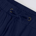 thumbnail image 5 of frariair Linen Pants Women Corduroy Summer Wide Leg Solid Casual Drawstring Cropped With Pockets Dark Blue, 5 of 8