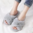 thumbnail image 7 of Ecetana Women's Fuzzy Slippers Cross Band Memory Foam House Shoes Open Toe, 7 of 7