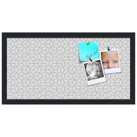 PinPix ArtToFrames 10x22 Custom Cork Bulletin Board Modeco Hex Grey   Poster Board Has a Fabric Style Canvas Finish, Framed in Satin Black (PinPix-1538)