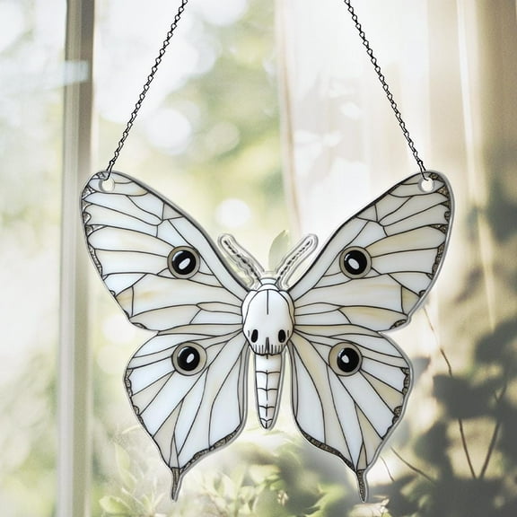 Skull Moth Acrylic Suncatcher, Butterfly Window Hanging Ornament, Unique Gift For Her, Butterflies Lovers Gifts, Home Garden Art Decor
