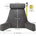 thumbnail image 3 of Husband Pillow, Aspen Edition - Reading and Bed Rest Pillow with Arms - Neck Roll on Bungee Cord or Removable - Premium Memory Foam - Reversible Two-Sided Cover Microsuede or Microfiber, Iron Grey, 3 of 15