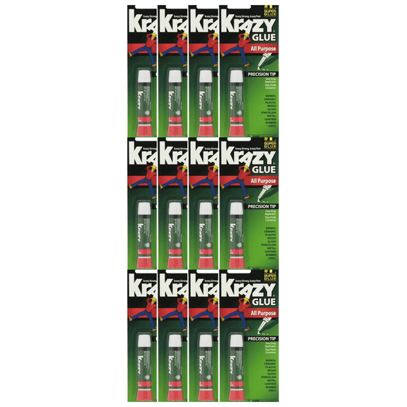 Krazy Glue All Purpose SUPER GLUE Precision Tip 0.07 Oz., (Pack Of 12)