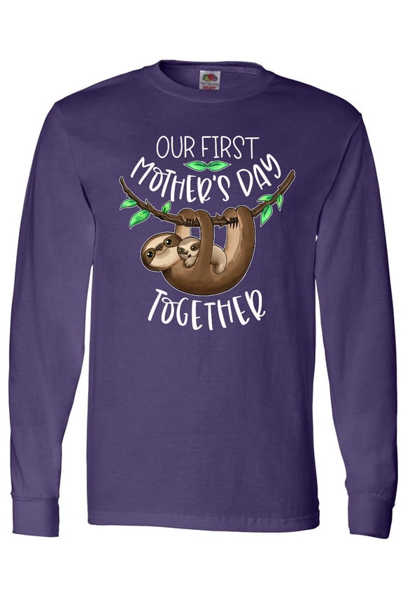 Our 1st Mothers Day Together Cute Mom and Baby Sloth Long Sleeve T-Shirt