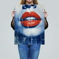 thumbnail image 4 of Lipstick Love Irresistible Lips Seduction in Blue and Red Large Wall Art Poster Print Thick Paper 18X24 Inch, 4 of 5