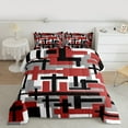 thumbnail image 2 of Manfei Chic Rectangle Bedding Comforter Set for Men, Black Grey Red Twin Comforter Sets, Abstract Geometric Reversible Bedding Set, Super Cozy Room Decor, 2-Piece, 2 of 8