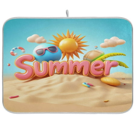 

Summer with Elements Dish Drying Mat Kitchen Mats Microfiber Counter Absorbent Dish Pad Drainer Rack