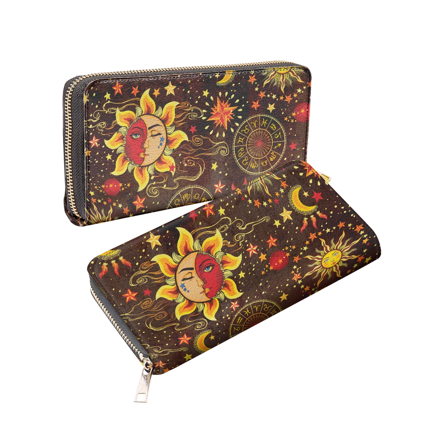 All-in-One Faux Leather Long Zippered Clutch in Fun and Unique Prints Spider Web Wallet 