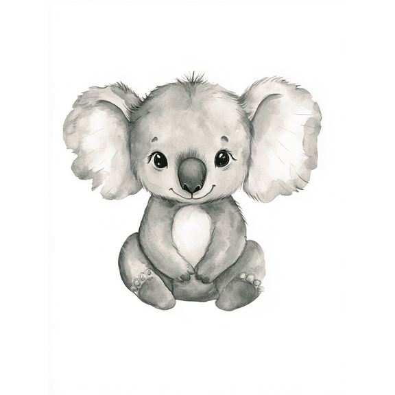 Adorable Koala Watercolor Wall Art/Canvas Print， Suitable for Living Room， Bedroom， Nursery， Kids Room， and Office Decoration.