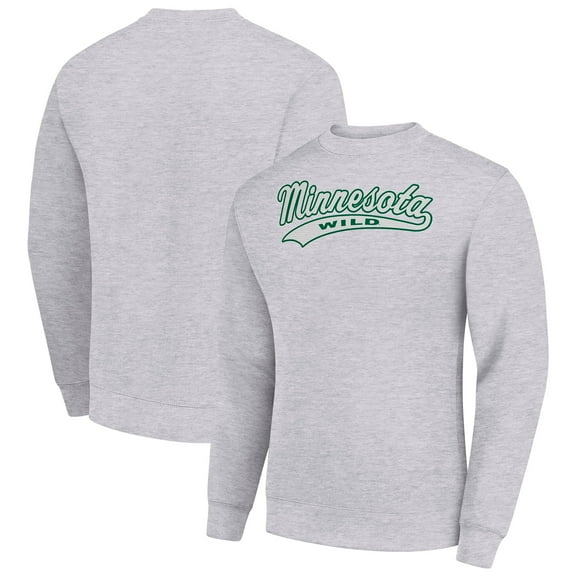 Men's Starter  Heather Gray Minnesota Wild Tailsweep City Pullover Sweatshirt
