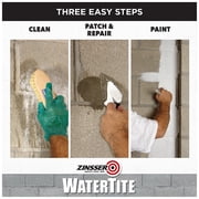 Bright White, Zinsser WaterTite-LX Ultra Matte Mold and Mildew-Proof Waterproofing Paint, 3 Gallon, 1 Pack