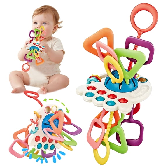 Baby Sensory Toys 6-12 Months,Pull String Teething Toys for 1 Year Old Boys Girls Gifts