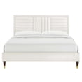 thumbnail image 4 of Platform Bed Frame, Tufted, King, White, Velvet, Mid Century Bedroom, Modern Contemporary Boutique HB35636, 4 of 8
