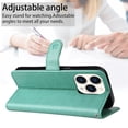thumbnail image 5 of SaniMore for iPhone 14 Pro 6.1" 2022 Case, PU Leather Skin with Embossed Cat Flip Magnetic Cover Card Slots Kickstand Detachable Lanyard Full Around Wallet Case For iPhone 14 Pro, Green, 5 of 6