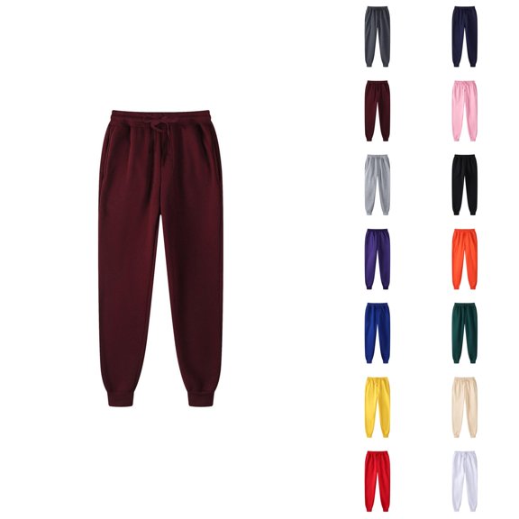 Men Sweatpants 2026 Fall Winter Casual Elastic Waist Drawstring Lined Joggers with Pockets Trousers