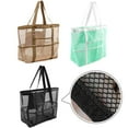 thumbnail image 3 of Beach Bag With Mini Pocket Beach Tote Bags Swimming Pool Foldable Mesh Bags Green, 3 of 9