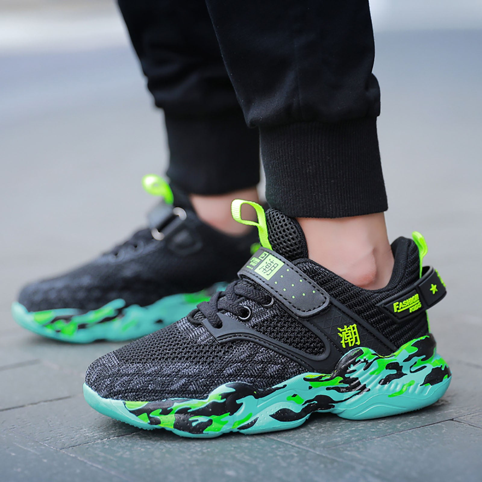 Zofedap Toddler Tennis Shoes Girl Boys Sneakers Kids Lightweight Breathable Tennis Walking Shoes Dark Green for Size Big Kids 4