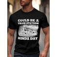 thumbnail image 1 of Camiseta de manga corta para hombre, estilo casual, con cuello redondo y diseño de vehículos motorizados., 1 of 8