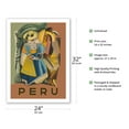 thumbnail image 2 of Peru - Cubist Dancers - Vintage Travel Poster by Springett c.1940s - Fine Art Matte Paper Print (Unframed) 24x32in, 2 of 4