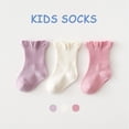 thumbnail image 2 of Baby Girls Socks 3 Pack Ruffle Ripple Edge Turn Cuff Ankle Socks Toddlers Infants, 2 of 5