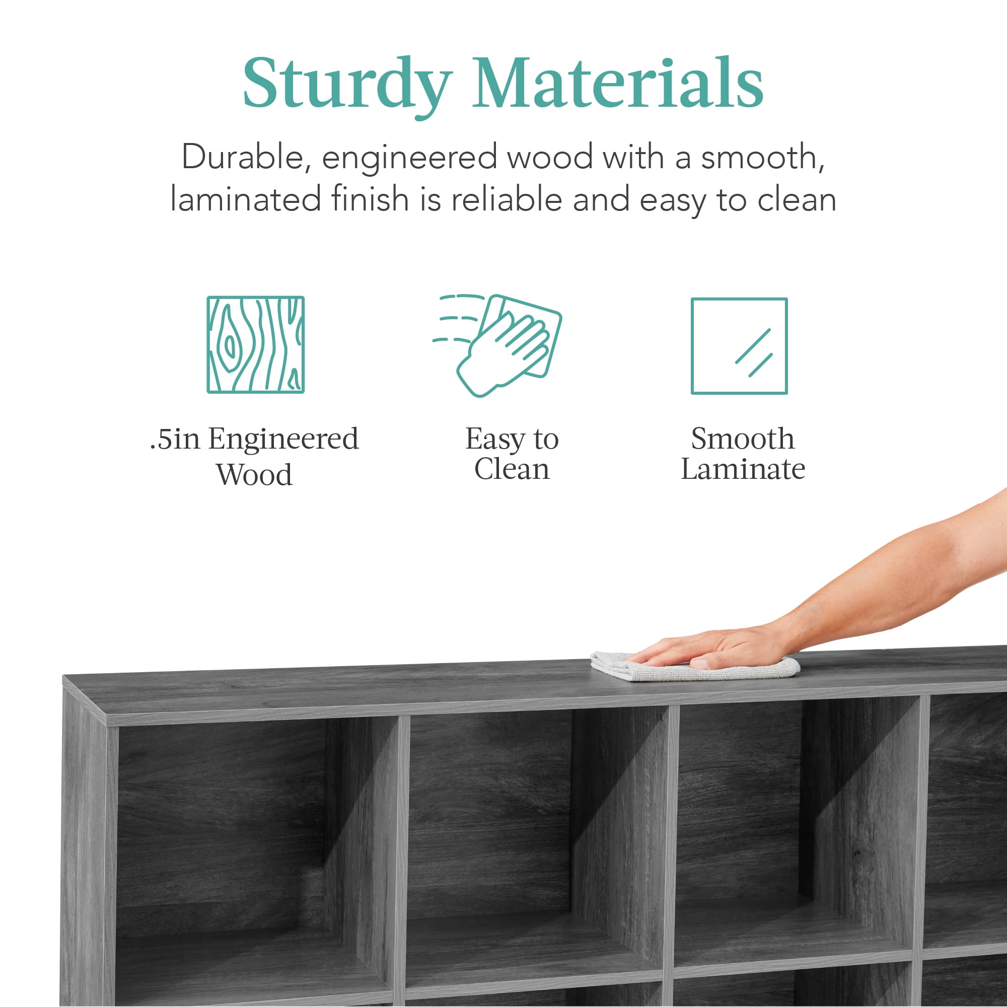 Best Choice Products 8-Cube Bookshelf, 13.5in Display Storage System, Organizer w/ Removable Back Panels - Dark Gray