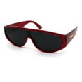 thumbnail image 2 of Narrow Flat Top Shield Retro Mod Plastic Fashion Sunglasses Red Black, 2 of 4