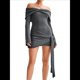 thumbnail image 1 of Vestido de Punto Corto con Hombros Descubiertos para Mujer, Larga, Irregular, con Cordones, Sexy Gris S, 1 of 9