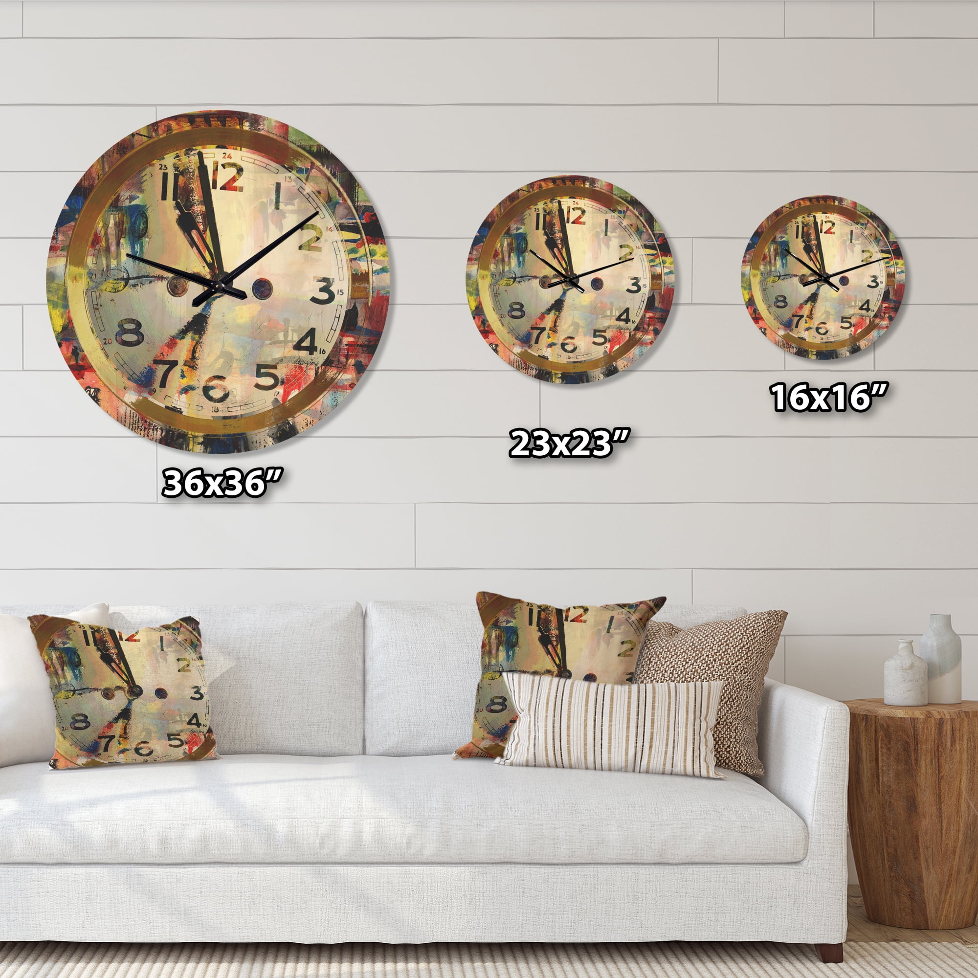 Designart 'Time and People Acrylic' Modern Wood Wall Clock