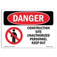 thumbnail image 1 of SignMission OS-DS-A-1218-L-1101 Signal de Danger OSHA 12 x 18 Po - Chantier de Construction Non Autorisé, 1 of 1