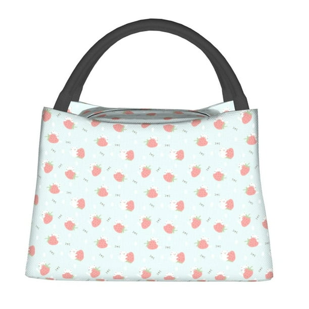 Fotbe Strawberry Bolsa Térmica Portátil con Estampado, Bolsa de Entrega de Alimentos Aislada, Bolsa Reutilizable de Gran Capacidad para Comidas y Supermercado