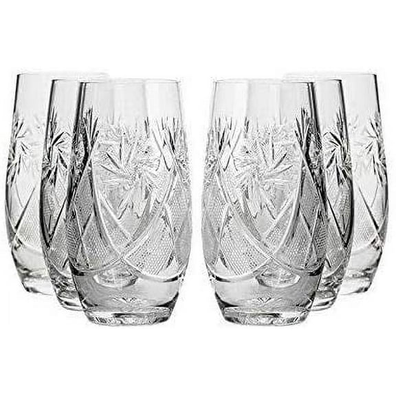 Crystal GL5108-300-X, 10 Oz Crystal Highball Beverage Glasses, Hand-Cut Vintage Wedding Gift Glasses, Set of 6