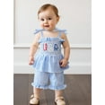 thumbnail image 6 of BemeyourBBs Girls 4th of July Overalls Shorts Sleeveless Jumpsuit Plaid Romper, 6 of 9