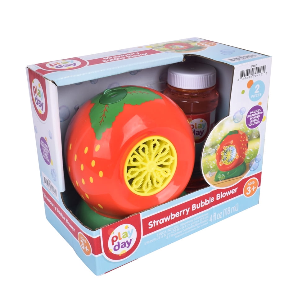 Play Day Strawberry Bubble Blower, 4oz Scented Bubble Solution, Children Ages 3+  (图3)
