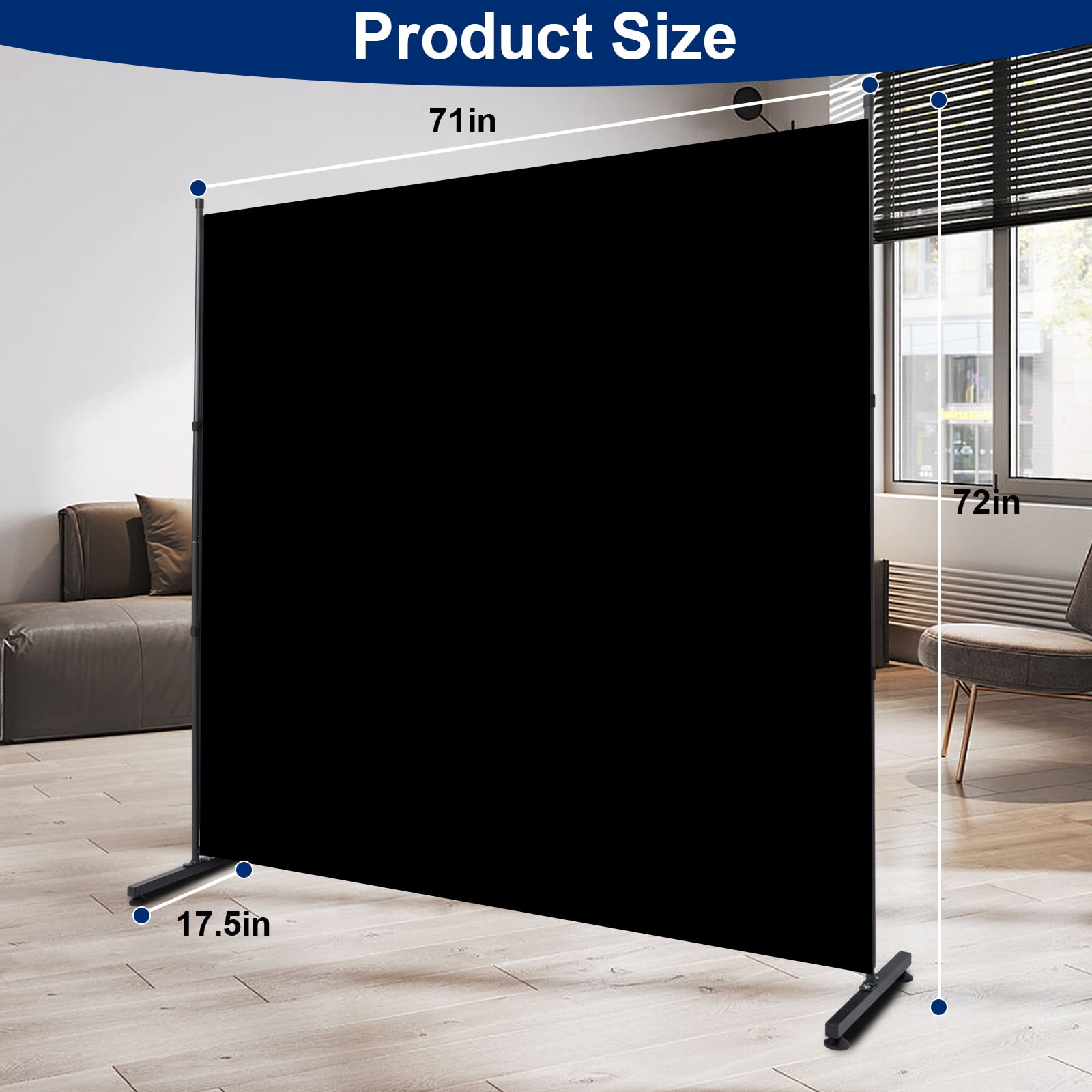 Room Divider Single Fabric Panel Privacy Screen, 71''X 72''Wide Portable Wall Divider for Room Separation, Upgrade Room Divider Screen 6 FT Partation Room Dividers for Home, Office, Dorm, Studio