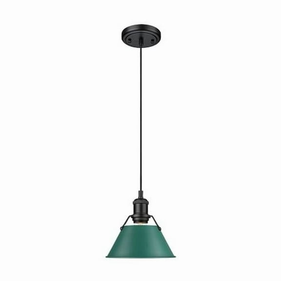 Yep by Golden Lighting Orwell 1-light 8in Pendant in Matte Black and Pine Green shade