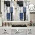 thumbnail image 3 of Blue Black Grey Window Curtain for Kitchen Navy White Gray Abstract Geometric Aesthetic Minimalist Living Room Bedroom Bathroom Drapes Treatment Tiers Fabric 1 Pair, 27.5" W x 45" L, Modern, 3 of 6