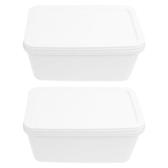 OUNONA White Plastic Ice Cream Container for Storage Creative Design with 3 Litres Size Super Convenient