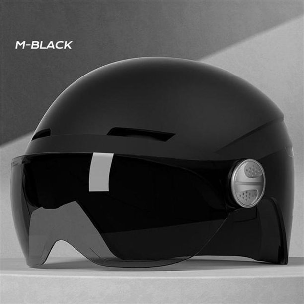 UMMH Motorcycle Helmet Retro Open Face Black Helmet With Dual Visor Lens Electric Scooter Moto
