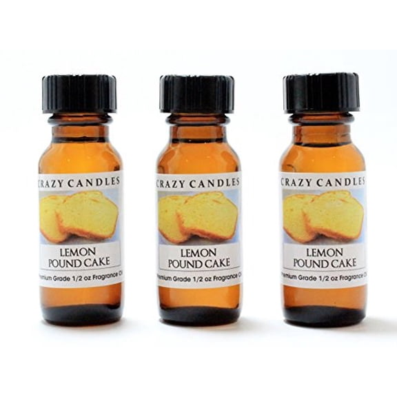 Lemon Pound Cake 3 Bottles 1/2 Fl Oz Each 15ml Premium Grade Scented Fragrance Oil By Crazy Candles