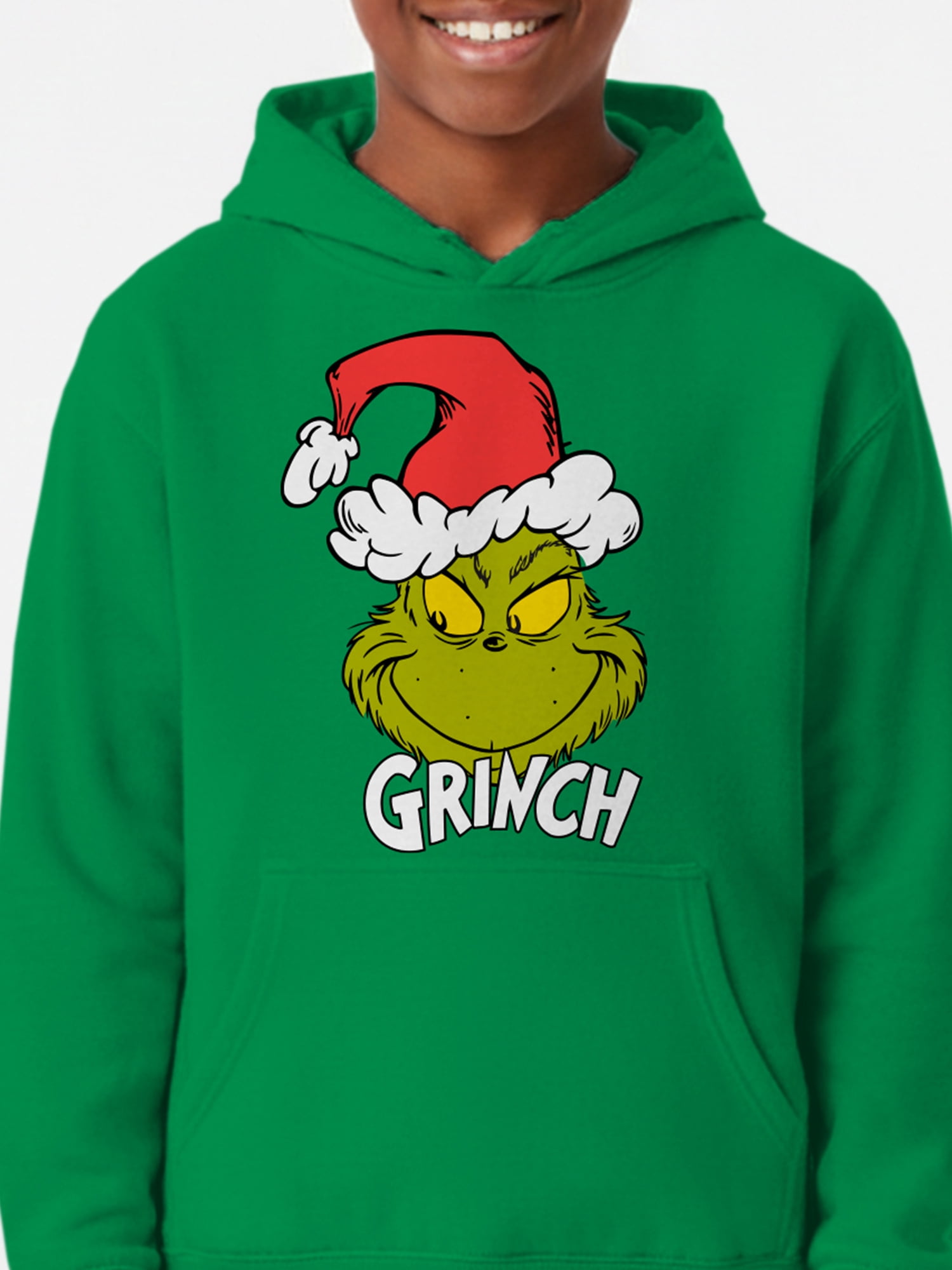 The Grinch Kids Graphic Fleece Hoodie, Mischievous Smile, Sizes 4-18