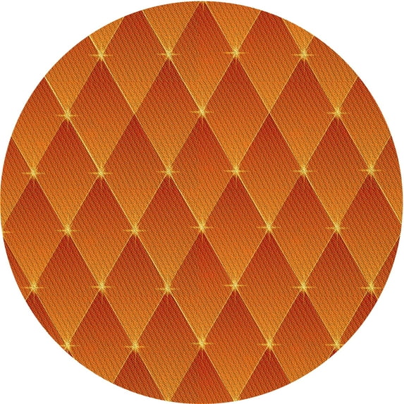 Ahgly Company Indoor Round Patterned Neon Orange Area Rugs, 3' Round
