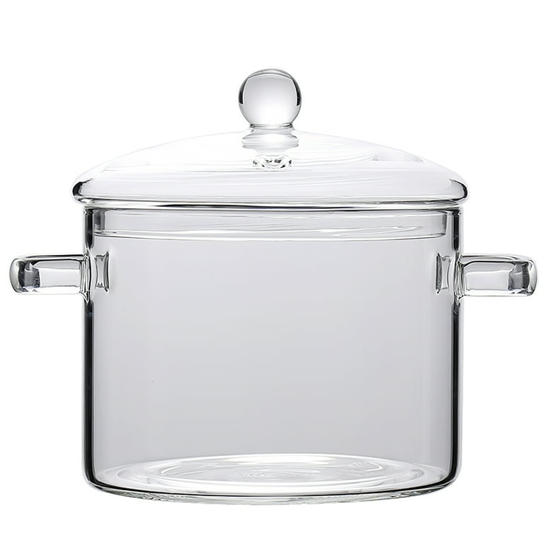 Clear Borosilicate Binaural Glass Bowl with Lid Large Capacity High