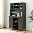 thumbnail image 5 of 70" Tall Farmhouse Coffee Bar Cabinet with Sliding Barn Doors, Ample Storage Shelves, 6-Bottle Wine Rack & 12 Stemware Slots for Kitchen & Dining Room Elegance, 5 of 9